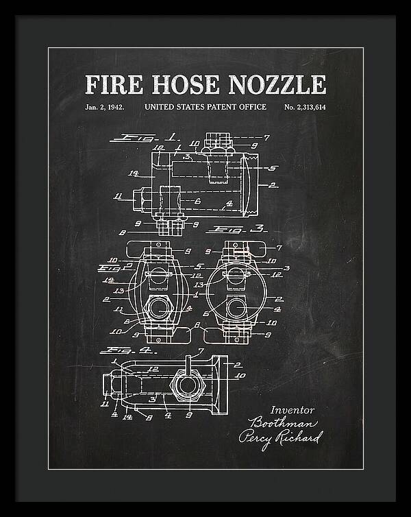 Fire Hose Nozzle Chalkboard Patent Us2313614