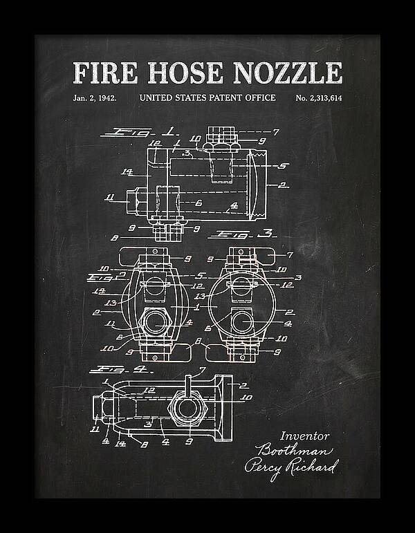Fire Hose Nozzle Chalkboard Patent Us2313614