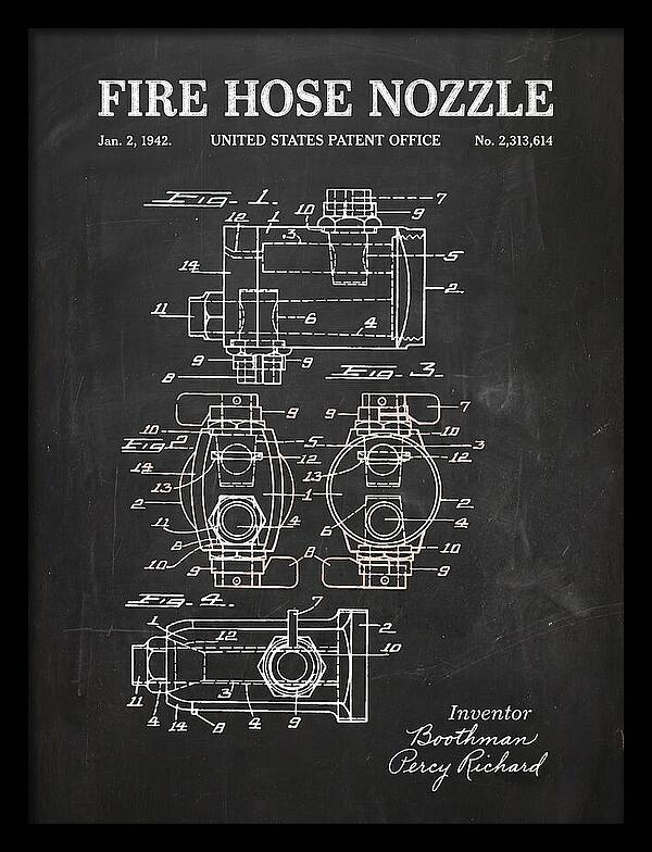 Fire Hose Nozzle Chalkboard Patent Us2313614