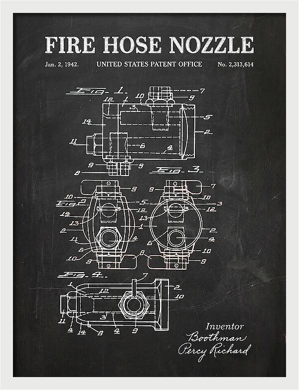 Fire Hose Nozzle Chalkboard Patent Us2313614