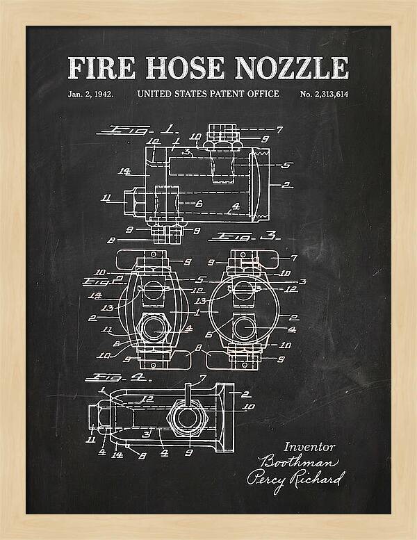 Fire Hose Nozzle Chalkboard Patent Us2313614
