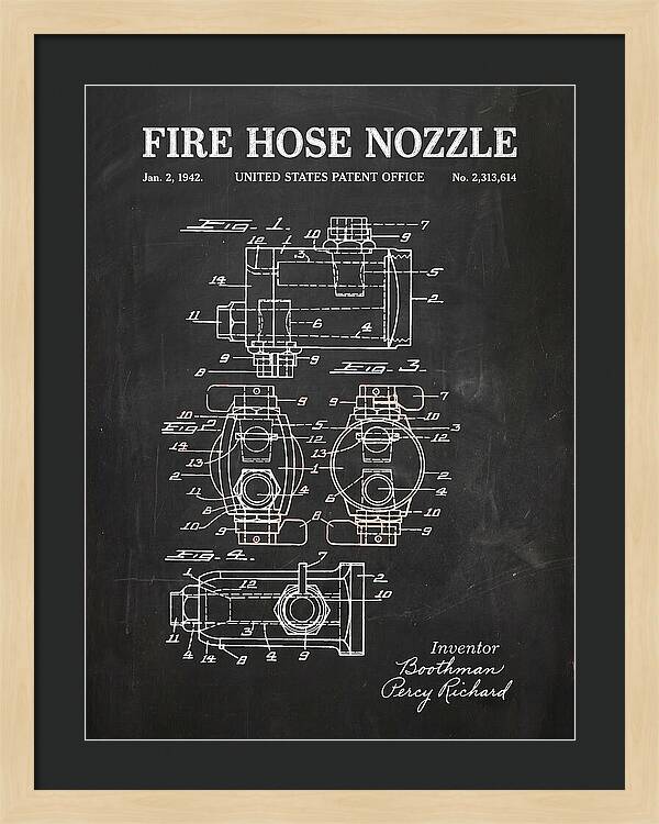Fire Hose Nozzle Chalkboard Patent Us2313614