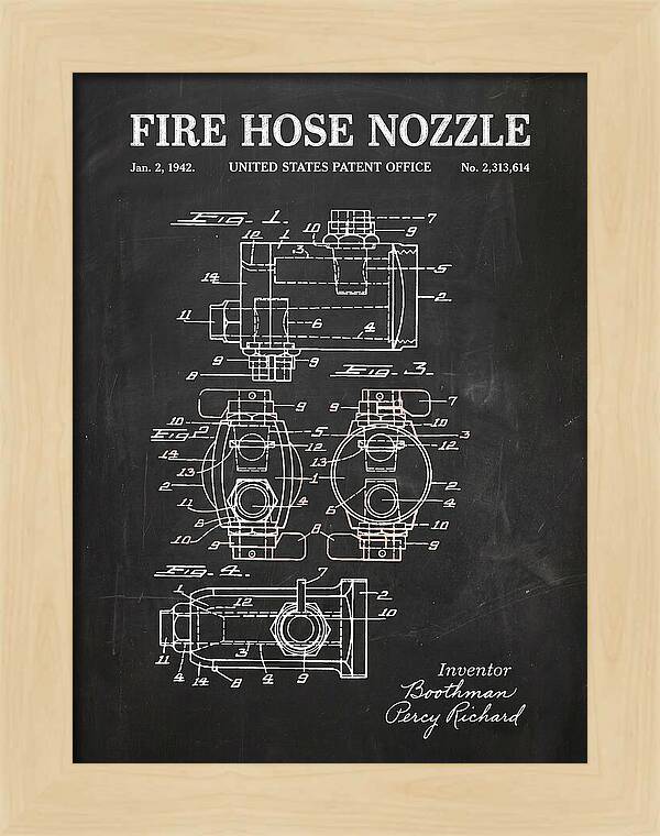 Fire Hose Nozzle Chalkboard Patent Us2313614