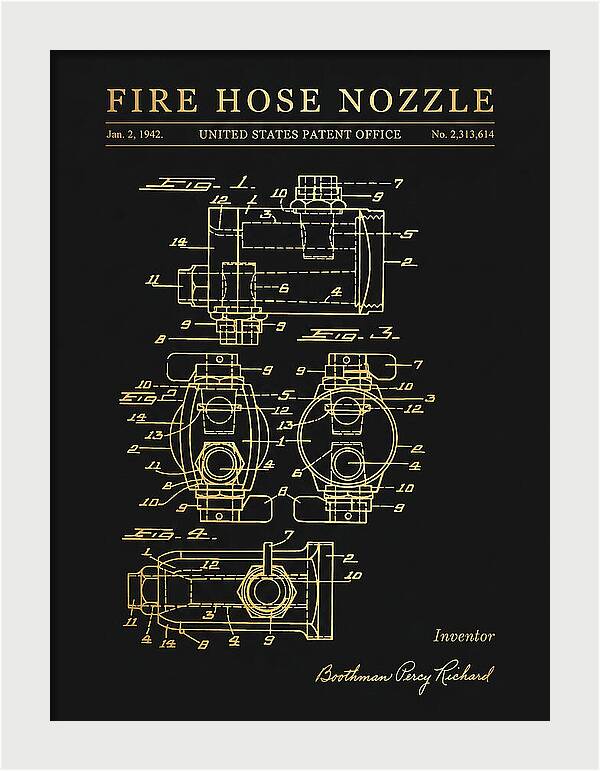 Fire Hose Nozzle Gold Patent Us2313614