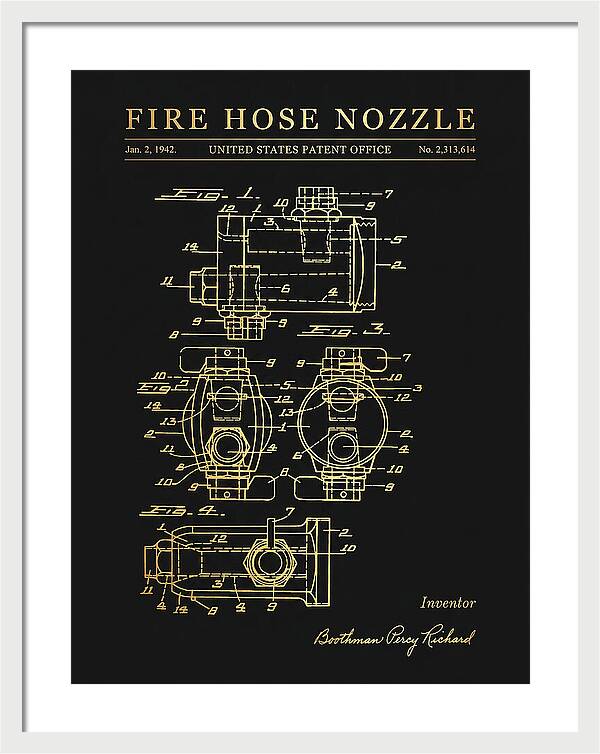Fire Hose Nozzle Gold Patent Us2313614