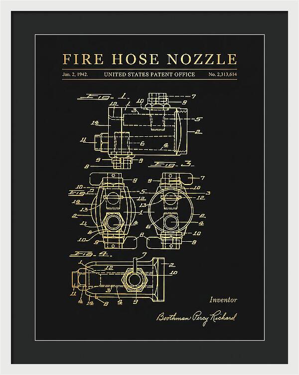 Fire Hose Nozzle Gold Patent Us2313614