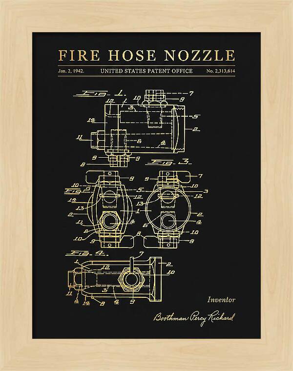 Fire Hose Nozzle Gold Patent Us2313614