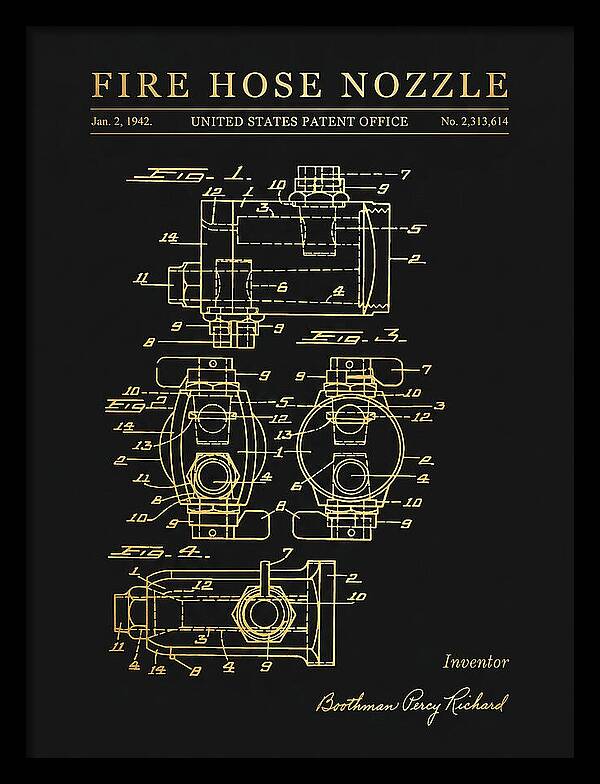 Fire Hose Nozzle Gold Patent Us2313614