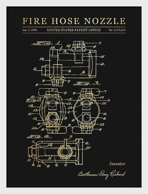 Fire Hose Nozzle Gold Patent Us2313614