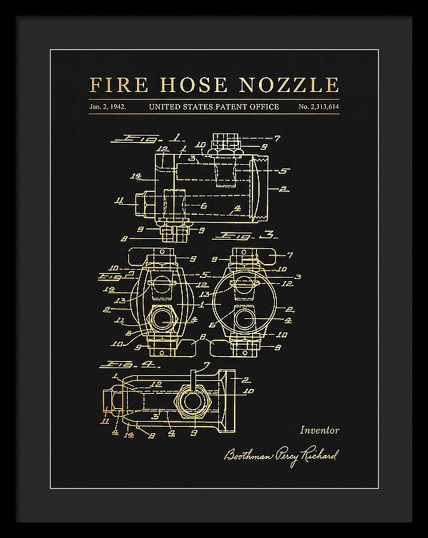 Fire Hose Nozzle Gold Patent Us2313614