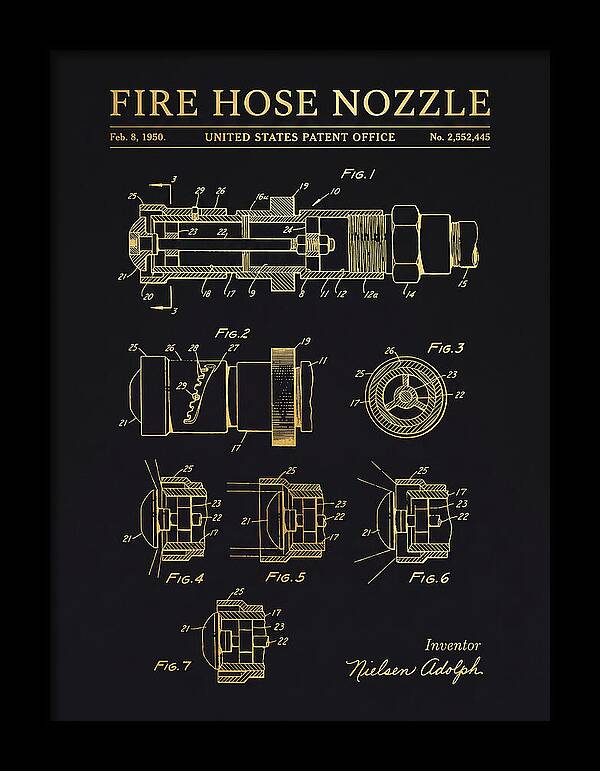 Fire Hose Nozzle Gold Patent Us2552445