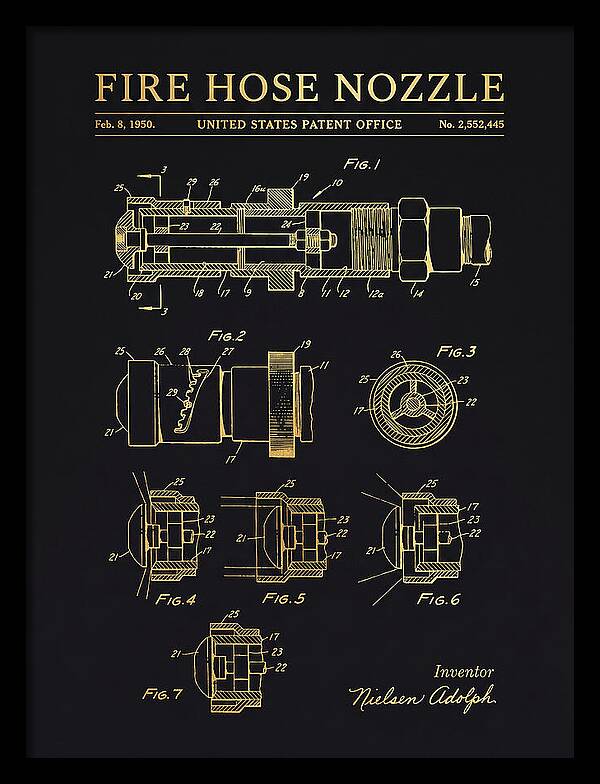 Fire Hose Nozzle Gold Patent Us2552445