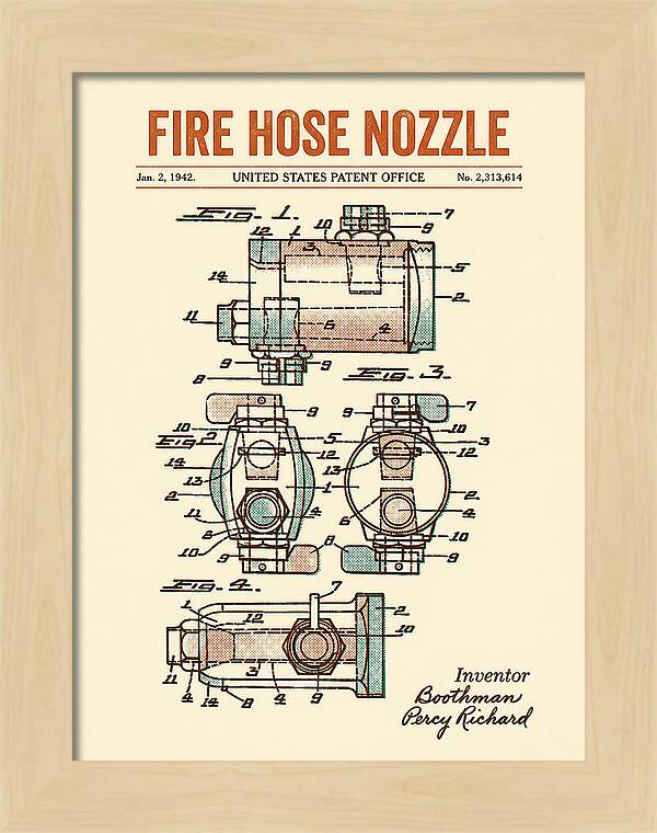 Fire Hose Nozzle Retro Patent Us2313614