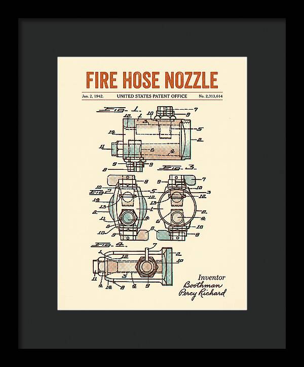 Fire Hose Nozzle Retro Patent Us2313614