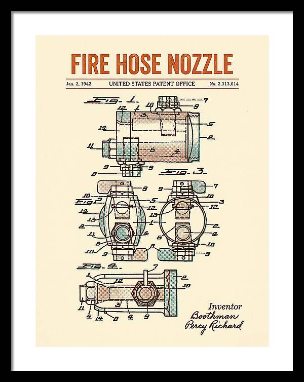 Fire Hose Nozzle Retro Patent Us2313614