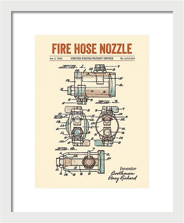 Fire Hose Nozzle Retro Patent Us2313614