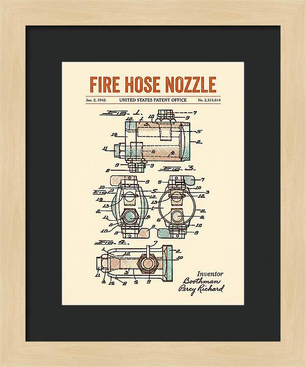 Fire Hose Nozzle Retro Patent Us2313614