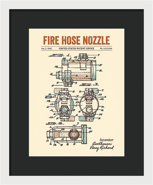 Fire Hose Nozzle Retro Patent Us2313614