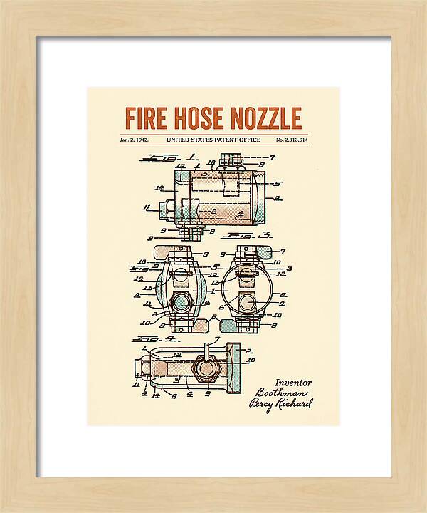 Fire Hose Nozzle Retro Patent Us2313614