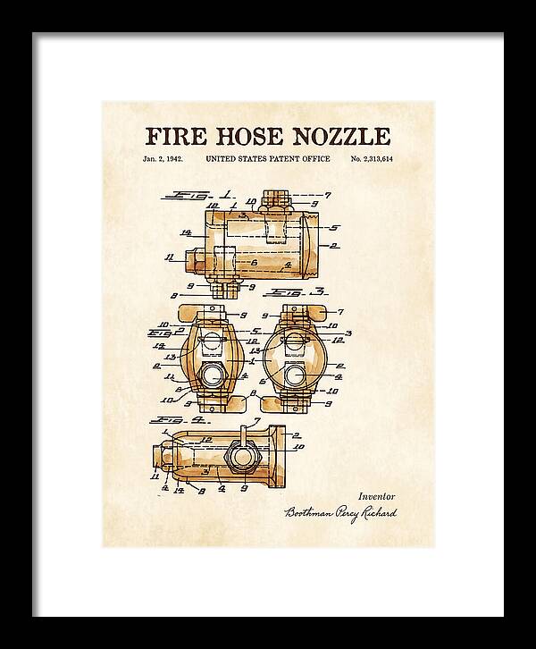 Fire Hose Nozzle Watercolor Patent Us2313614