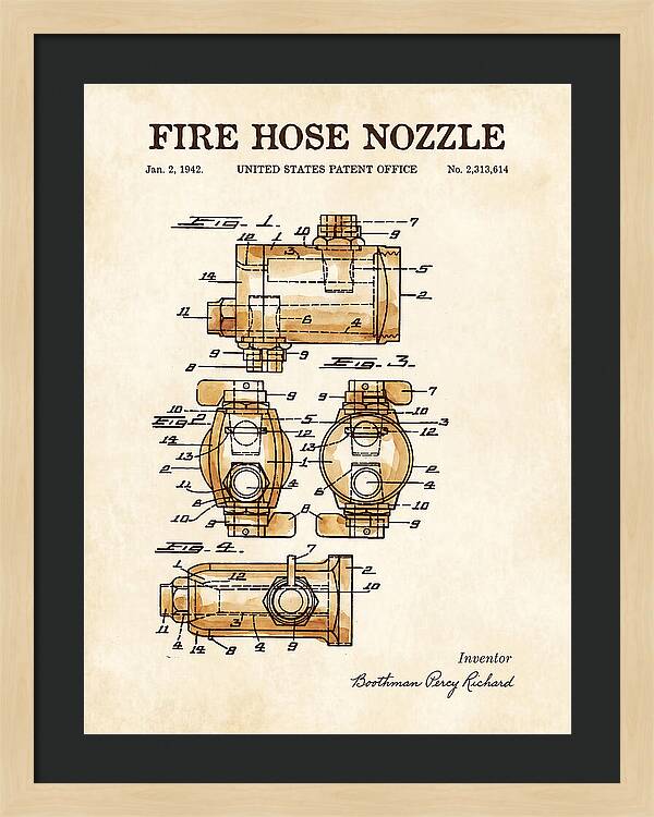 Fire Hose Nozzle Watercolor Patent Us2313614