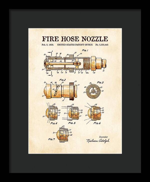 Fire Hose Nozzle Watercolor Patent Us2552445