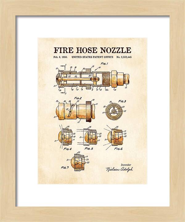 Fire Hose Nozzle Watercolor Patent Us2552445