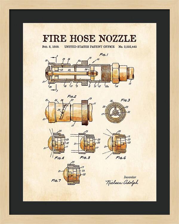Fire Hose Nozzle Watercolor Patent Us2552445