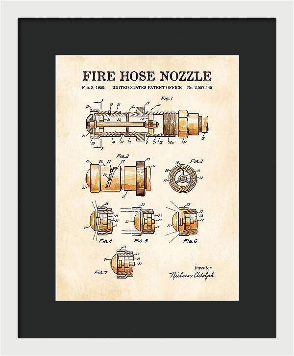 Fire Hose Nozzle Watercolor Patent Us2552445