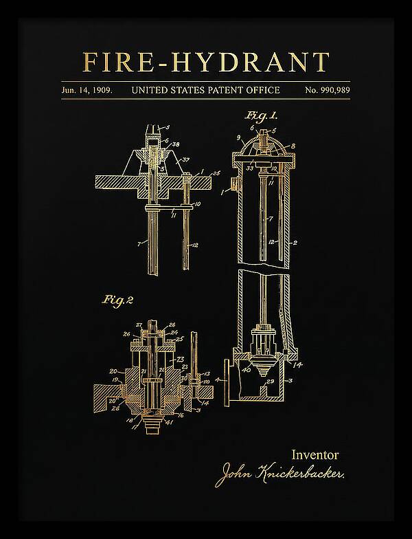 Fire Hydrant Gold Patent Us990989