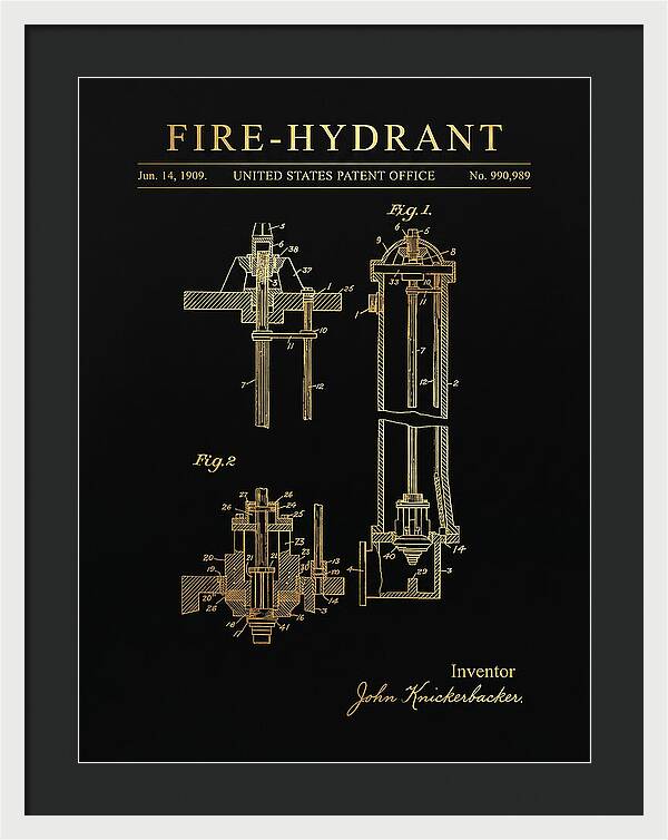 Fire Hydrant Gold Patent Us990989