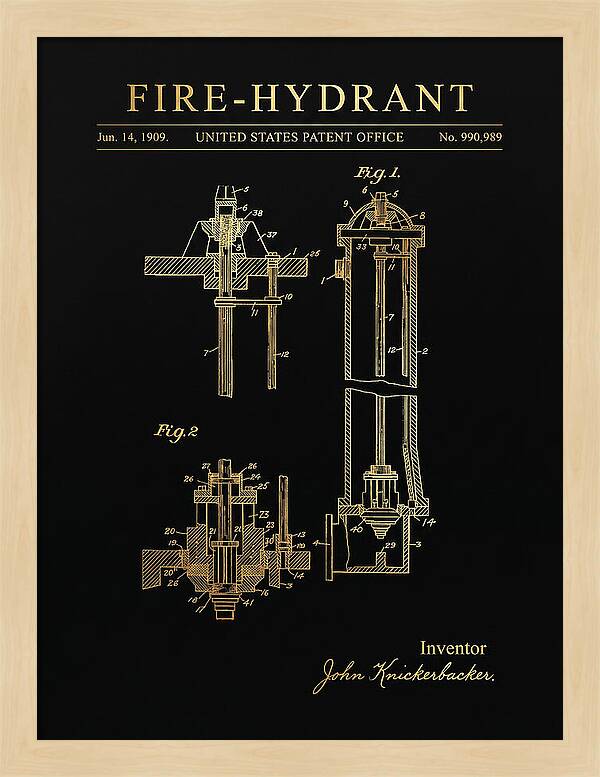 Fire Hydrant Gold Patent Us990989