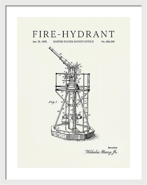 Fire Hydrant Minimalist Patent Us606500