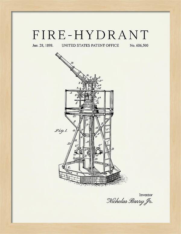 Fire Hydrant Minimalist Patent Us606500