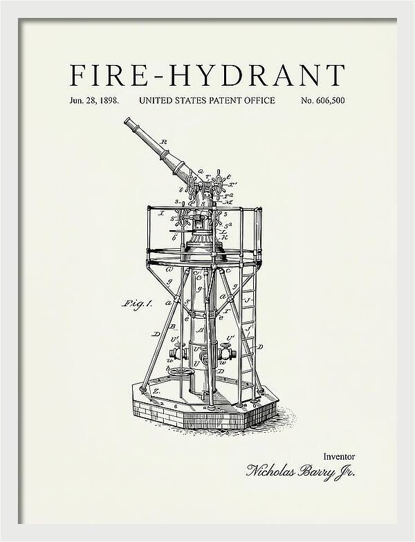 Fire Hydrant Minimalist Patent Us606500
