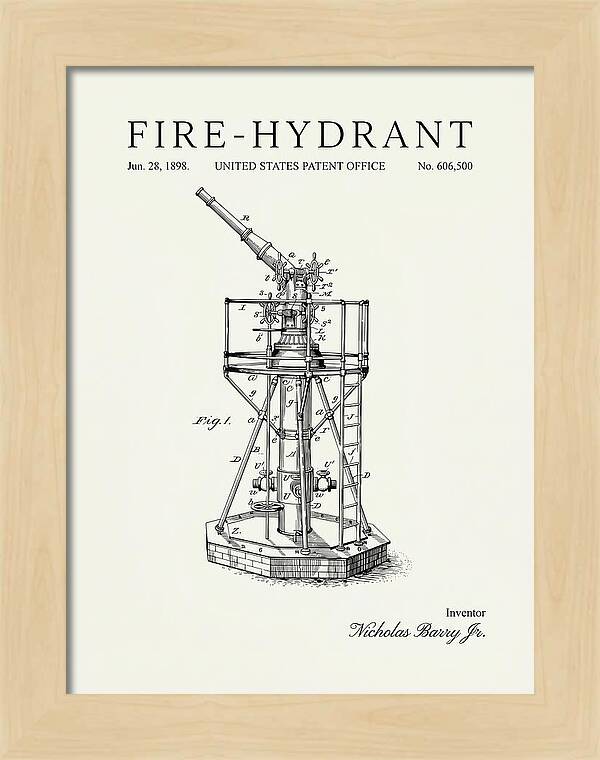 Fire Hydrant Minimalist Patent Us606500