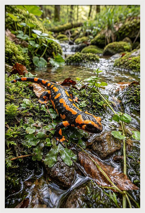 Fire Salamander By The Stream