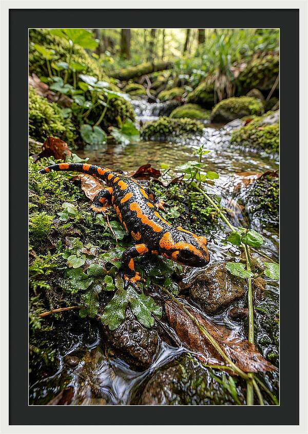 Fire Salamander By The Stream