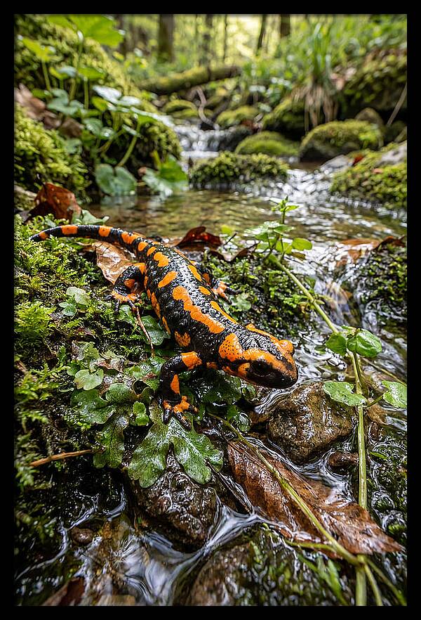Fire Salamander By The Stream