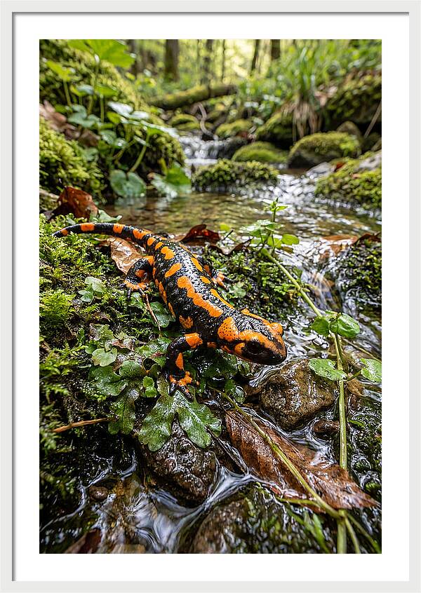 Fire Salamander By The Stream