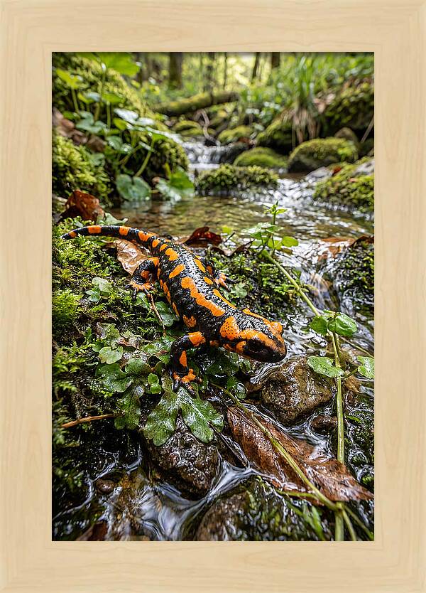 Fire Salamander By The Stream