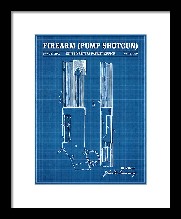 Firearm Pump Shotgun Blueprint Patent Us441390