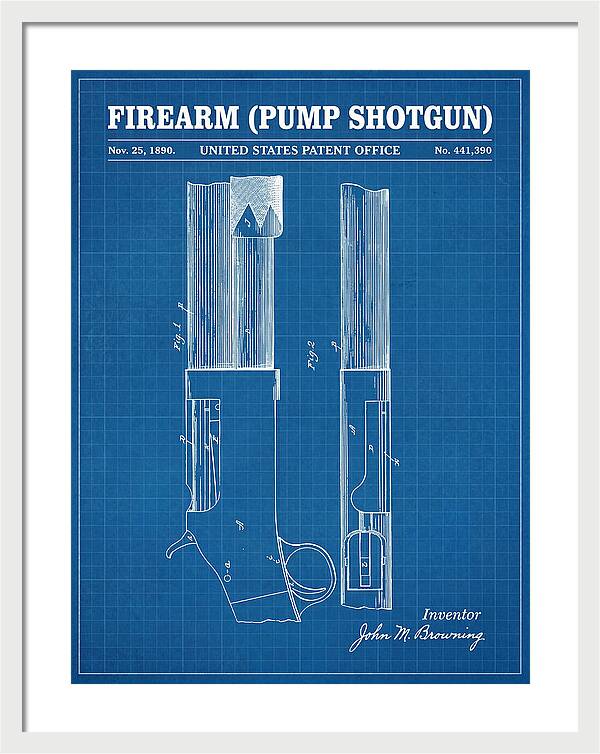 Firearm Pump Shotgun Blueprint Patent Us441390