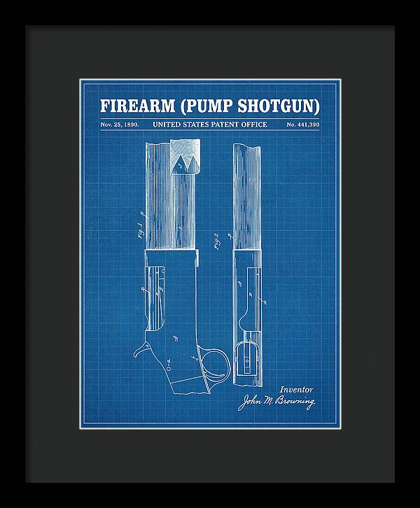 Firearm Pump Shotgun Blueprint Patent Us441390