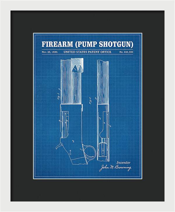 Firearm Pump Shotgun Blueprint Patent Us441390