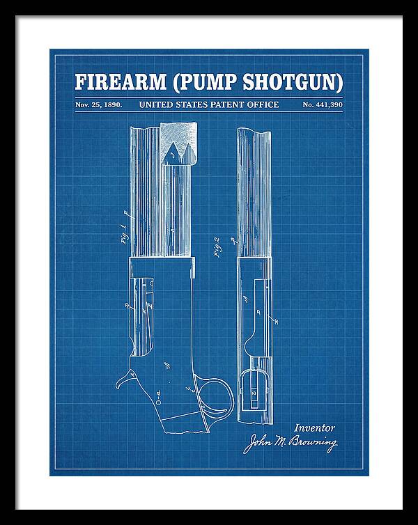 Firearm Pump Shotgun Blueprint Patent Us441390