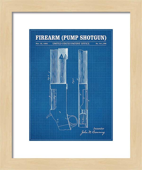 Firearm Pump Shotgun Blueprint Patent Us441390