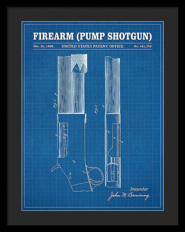 Firearm Pump Shotgun Blueprint Patent Us441390