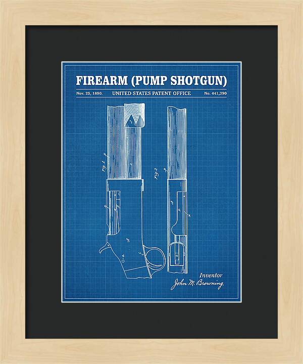 Firearm Pump Shotgun Blueprint Patent Us441390