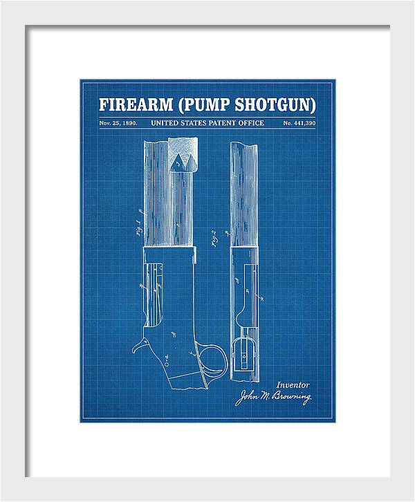 Firearm Pump Shotgun Blueprint Patent Us441390